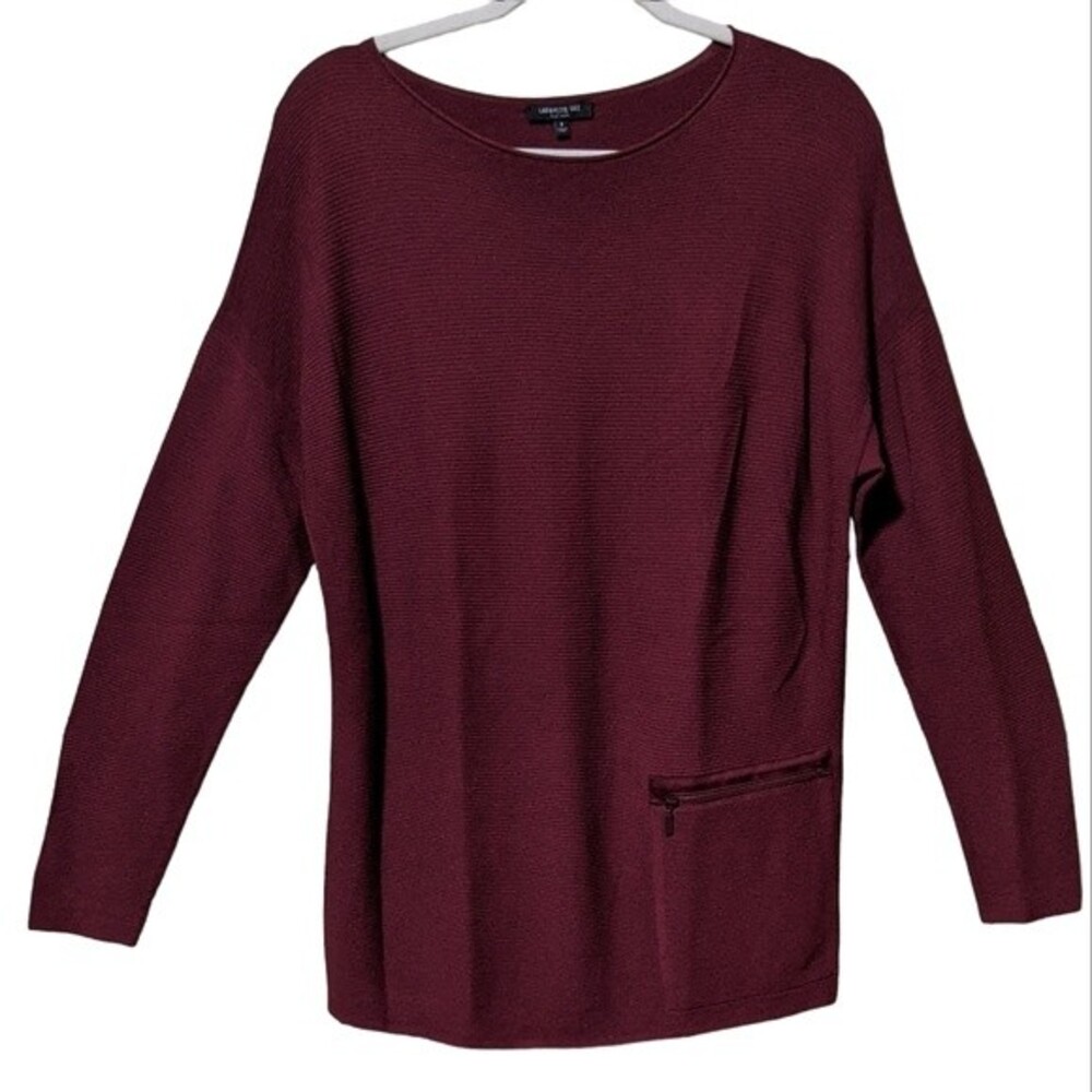 Lafayette 148 NY pull over textured ribbed wine colored patch pocket tun…